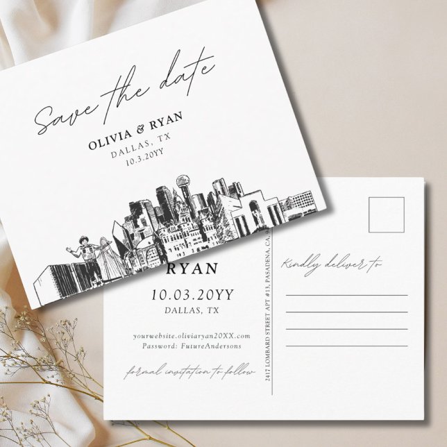 Faire-part de mariage carte postale de Dallas (Dallas Save the Date Postcard Wedding
)
