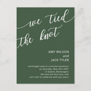 Faire-part de mariage carte postale vert rustique