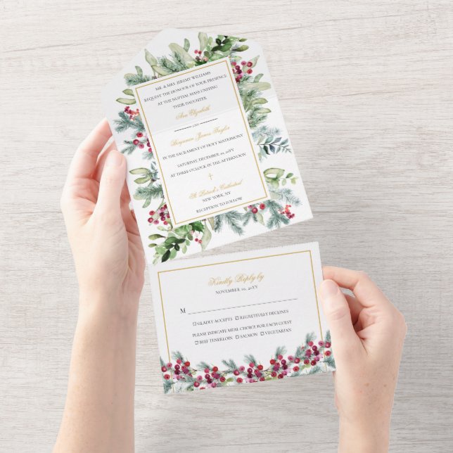 Faire-part de mariage catholique Ava Winter avec R (Déchirure)