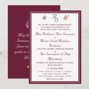 Faire-part de mariage catholique Burgundy Two Hear
