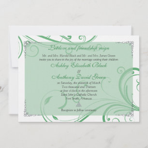 Faire-part de mariage celtique blanc vert irlandai