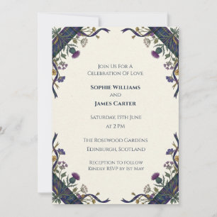 Faire-part de mariage celtique Thistle Violet