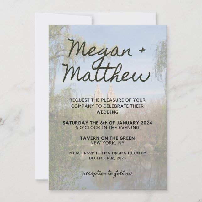 Faire-part de mariage - Central Park (Devant)