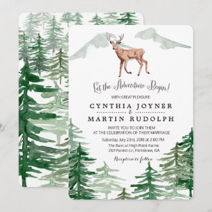 Faire-Part de Mariage Cerf Arbre Rustique