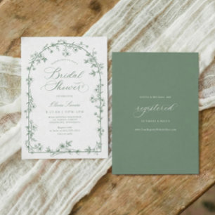 Faire-part de Mariage Champêtre Vintage Vert Sauge