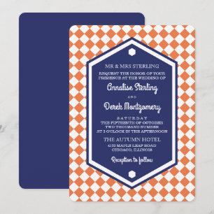 Faire-part de mariage Checkered orange et du bleu