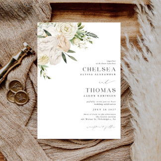 Faire-part de mariage CHELSEA Watercolor White Blo