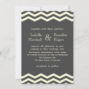Faire-part de mariage Chevron jaune et gris