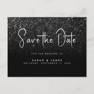 Faire-part de mariage chic à paillettes noires mod