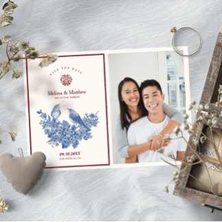 Faire-part de mariage chinois floral Magpie Photo