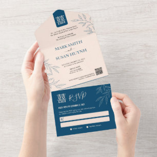 Faire-Part de Mariage Chinois Tout-en-un avec un M