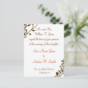 Faire-part de mariage chrétien chocolat profond
