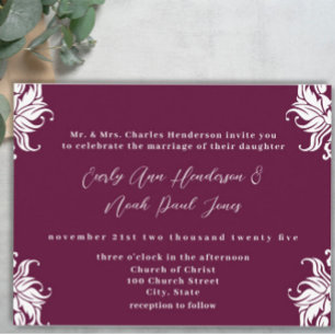 Faire-part de mariage chrétien Deep Plum
