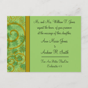 Faire-part de mariage chrétien irlandais bleu vert
