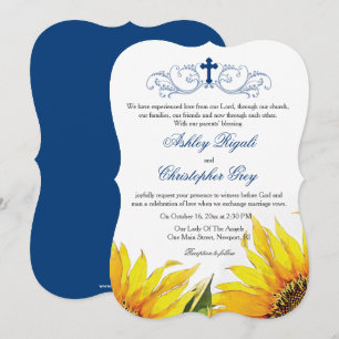 Faire-part de mariage chrétien - Tournesols