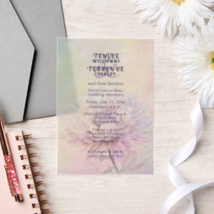 Faire-part de mariage chrysanthème rose violet