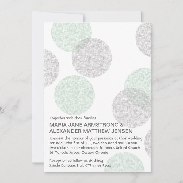 Faire-part de mariage circulaire de style Letterpr (Devant)