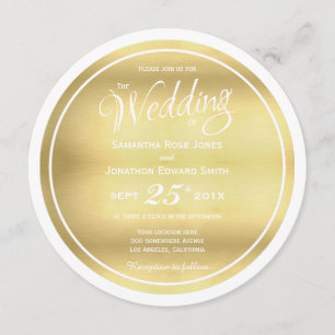 Faire-part de mariage circulaire Faux Gold Foil