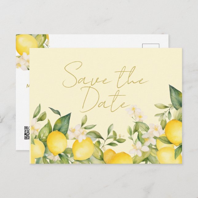 Faire-part de mariage citrons Save The Date (Devant / Derrière)