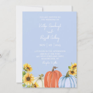 Faire-part de mariage citrouilles et tournesols
