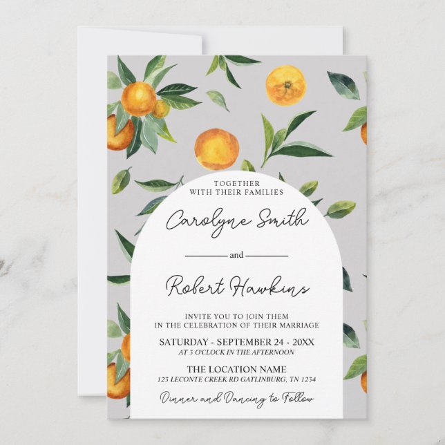 Faire-part de mariage Citrus Oranges (Devant)