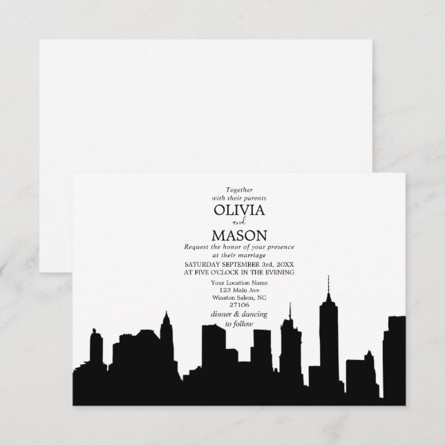 Faire-part de mariage Cityscape de New York (Devant / Derrière)