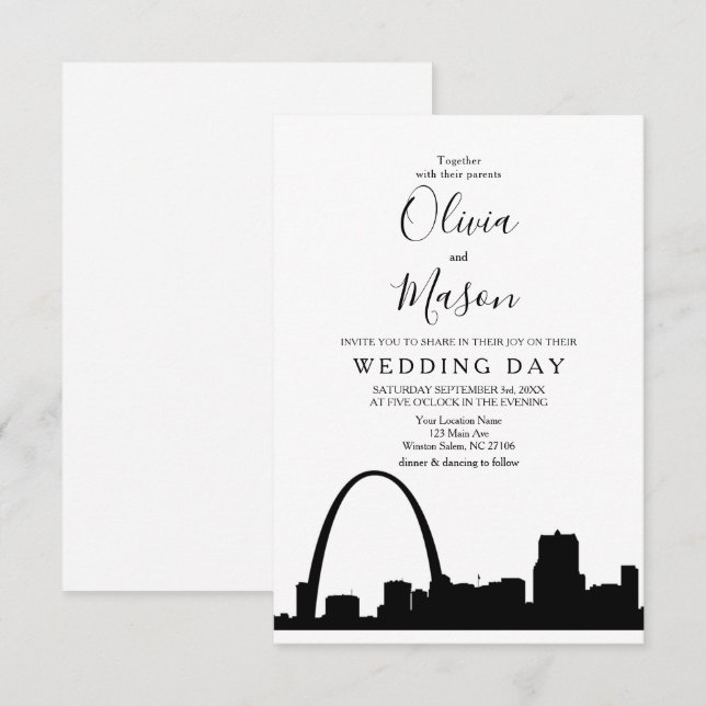 Faire-part de mariage Cityscape St Louis Skyline (Devant / Derrière)