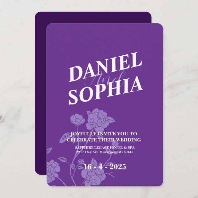 Faire-part de mariage classique (Devant / Derrière)