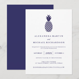 Faire-part de mariage classique à ananas de la mar
