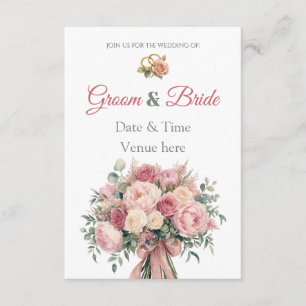 Faire-part de mariage classique avec anneaux et bo