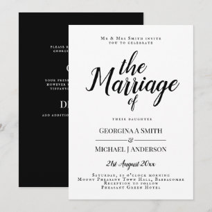 Faire-part de mariage classique de typographie noi