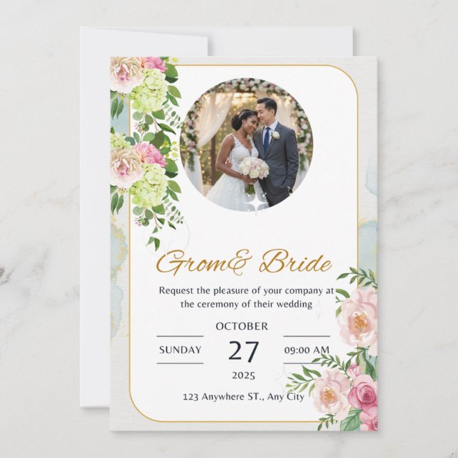 Faire-part de mariage classique en verre | Personn (Devant)