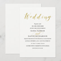 Faire-part de mariage classique glamour Faux Gold