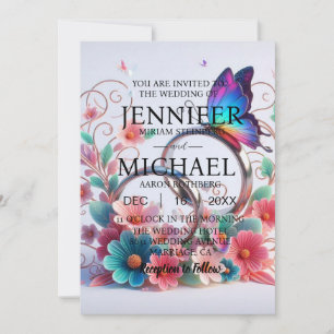 Faire-part de mariage classique Papillons