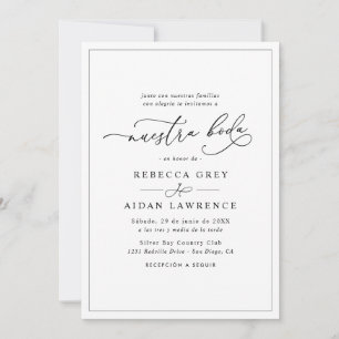 Faire-Part de Mariage Classique Simple Tout-en-Un 