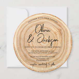 Faire-Part de Mariage Code QR Bois Rustique