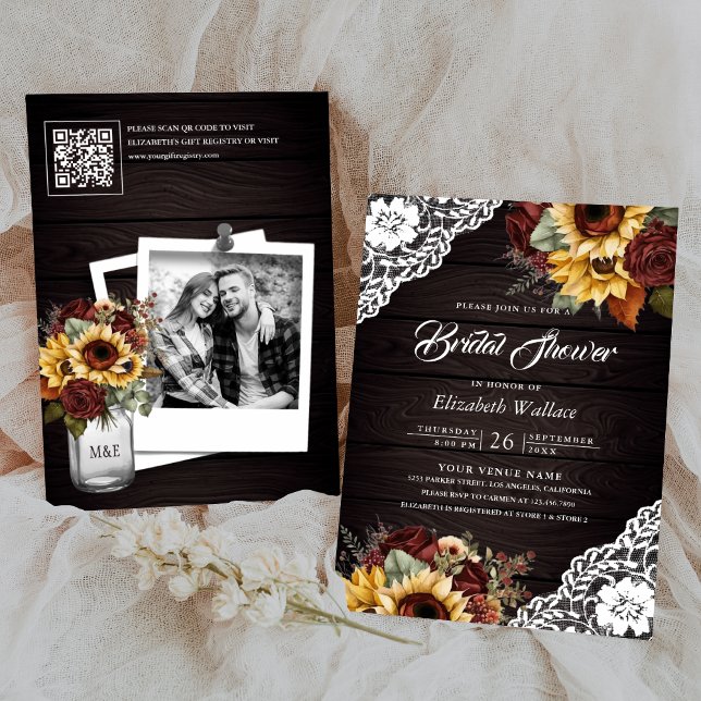 Faire-part de Mariage Code QR Roses de Bourgogne T (Créateur téléchargé)
