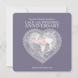 Faire-part de mariage coeur en dentelle 13 ans