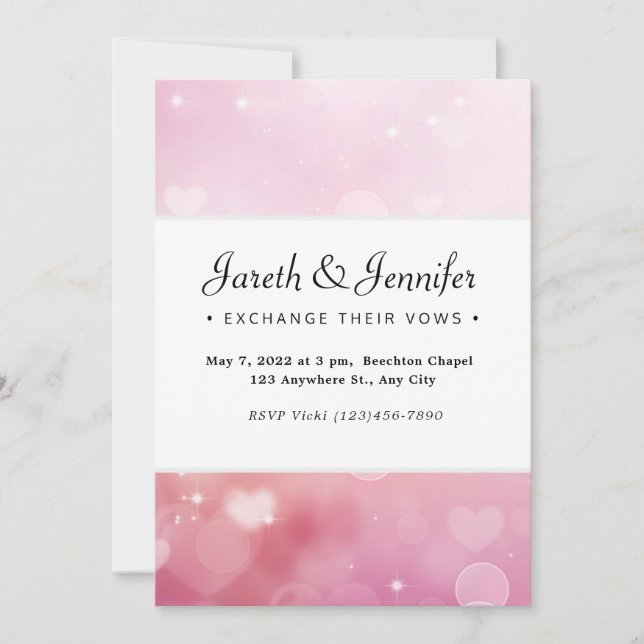 Faire-part de mariage Coeurs roses (Devant)