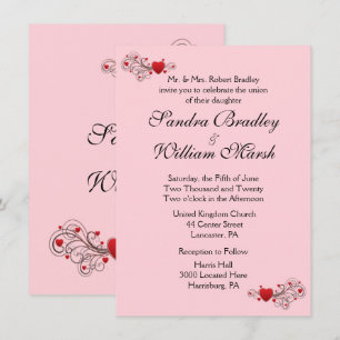 Faire-part de mariage Coeurs roses