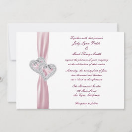 Faire-part de mariage Coeurs roses personnalisés