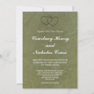Faire-part de mariage Cœurs verts toscans