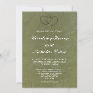 Faire-part de mariage Cœurs verts toscans