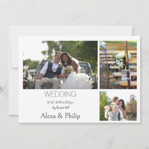 Faire-part de mariage Collage photo blanc