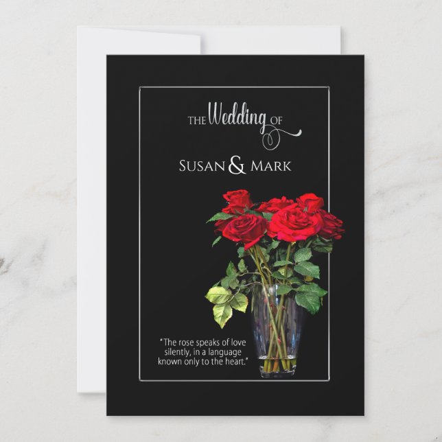 Faire-part de mariage, collection Rose rouge/noir (Devant)