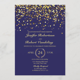 Faire-part de mariage Confetti Marine et Gold
