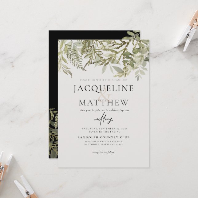 Faire-part de mariage Contemporain De Foliage Auto (Devant/Arrière en situation)