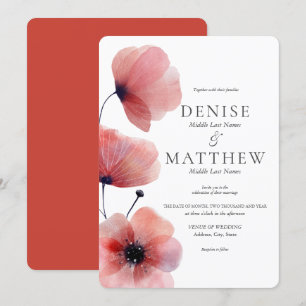 Faire-part de mariage Coquelicots en papier de soi