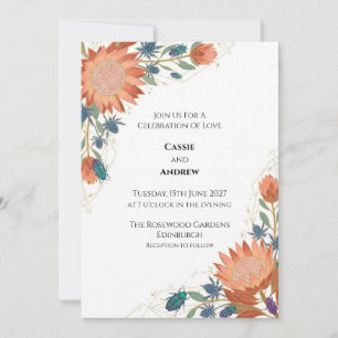 Faire-part de mariage Coral Protea Beetle