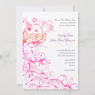 Faire-part de mariage Coraux Oiseaux Tourbillons F